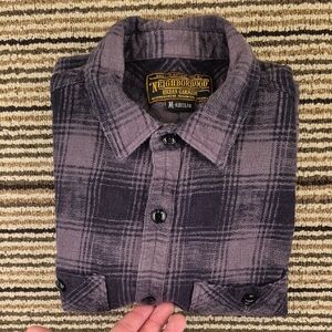 NEIGHBORHOOD Logger Grey Black Plaid‎ Flannel Cotton Mens Medium LS Shirt JAPAN
